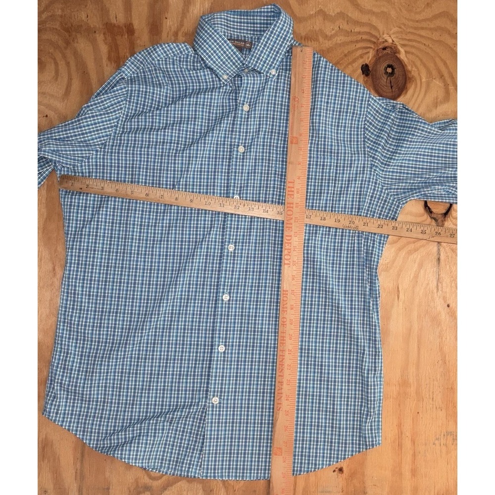 Peter Millar Summer Comfort Mens Blue Plaid Long Sleeve Button Down Large - Picture 3 of 8